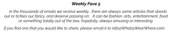 What2wearwhere Karen klopp Weekly Fave 5
